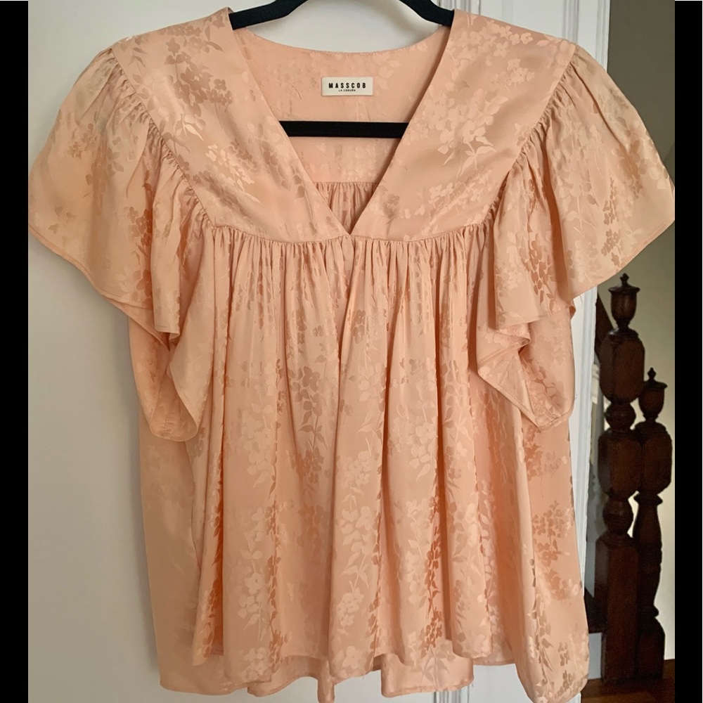 Masscob Baracoa Pink/Peach Silk Top, Size M